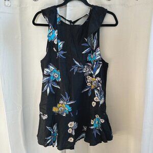 FRee People Womens Dress Tunic Medium‎ Summer in Tulum Linen Blend Floral 17345
